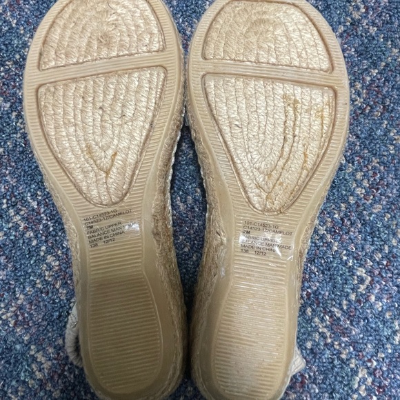 Preloved Cliffs by White Mountain Bow Espadrilles Slingback Sz 7M Gold Tan Beige - Picture 6 of 11